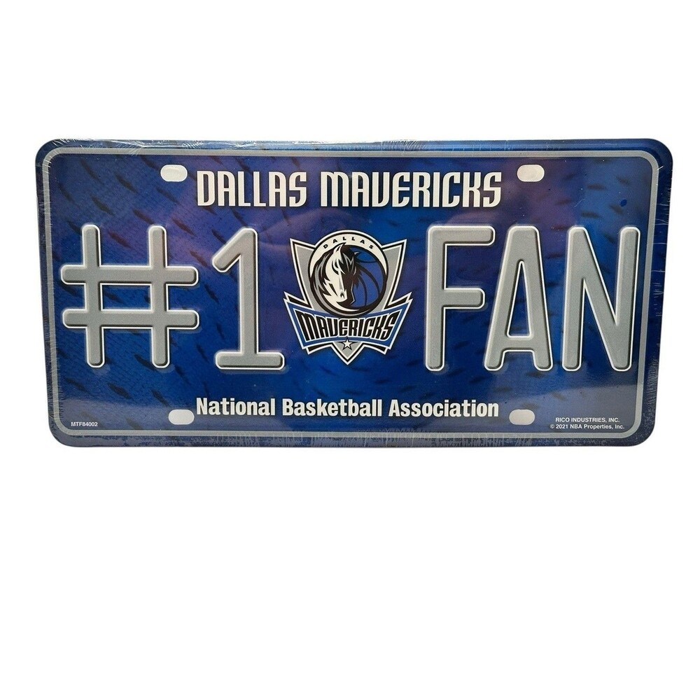 Dallas Mavericks #1 Fan Blue Metal License Plate Licensed by Rico USA Made NWT